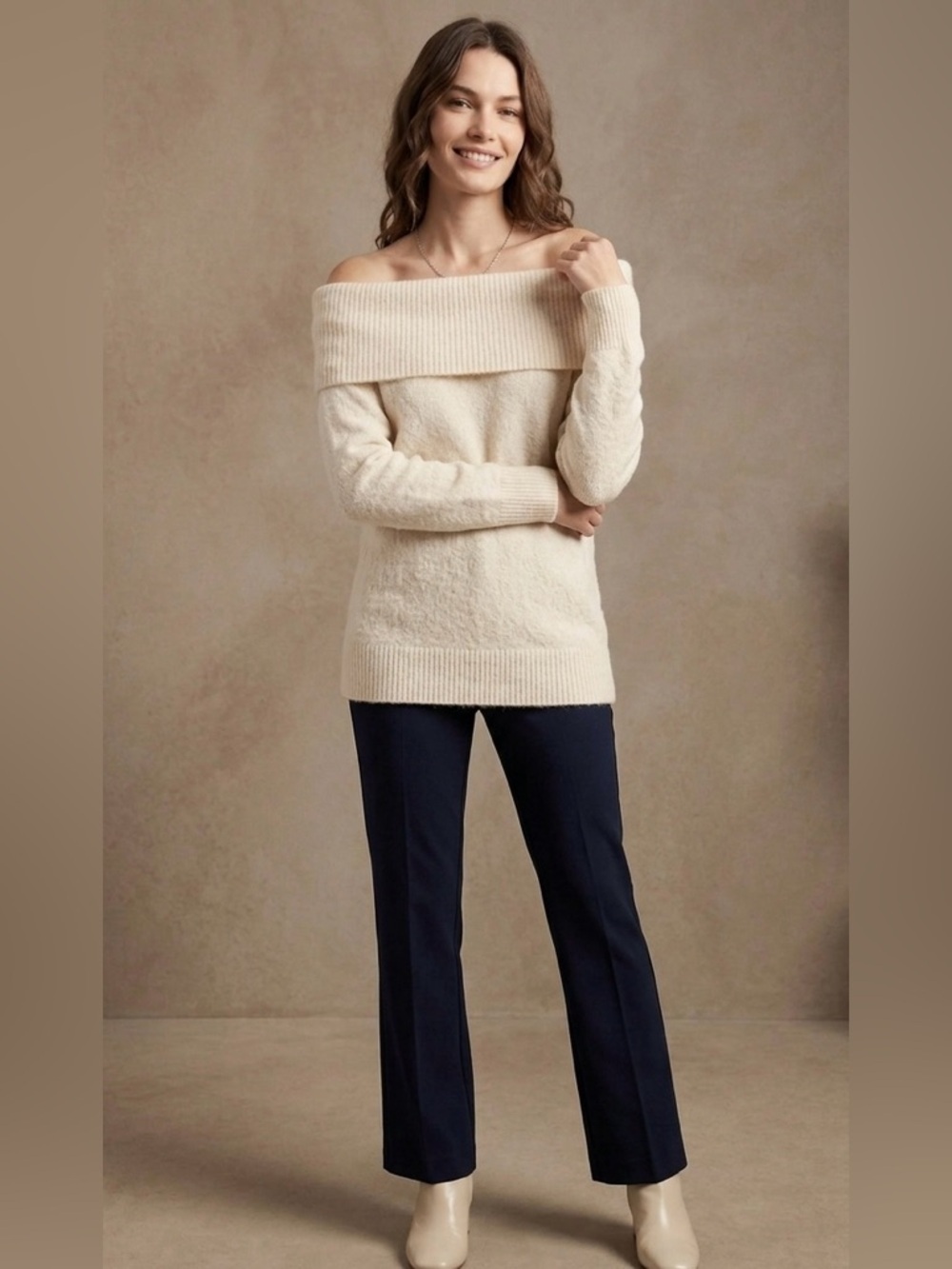 Cleo Cream Cowl Neck Sweater - Picture 1 of 3